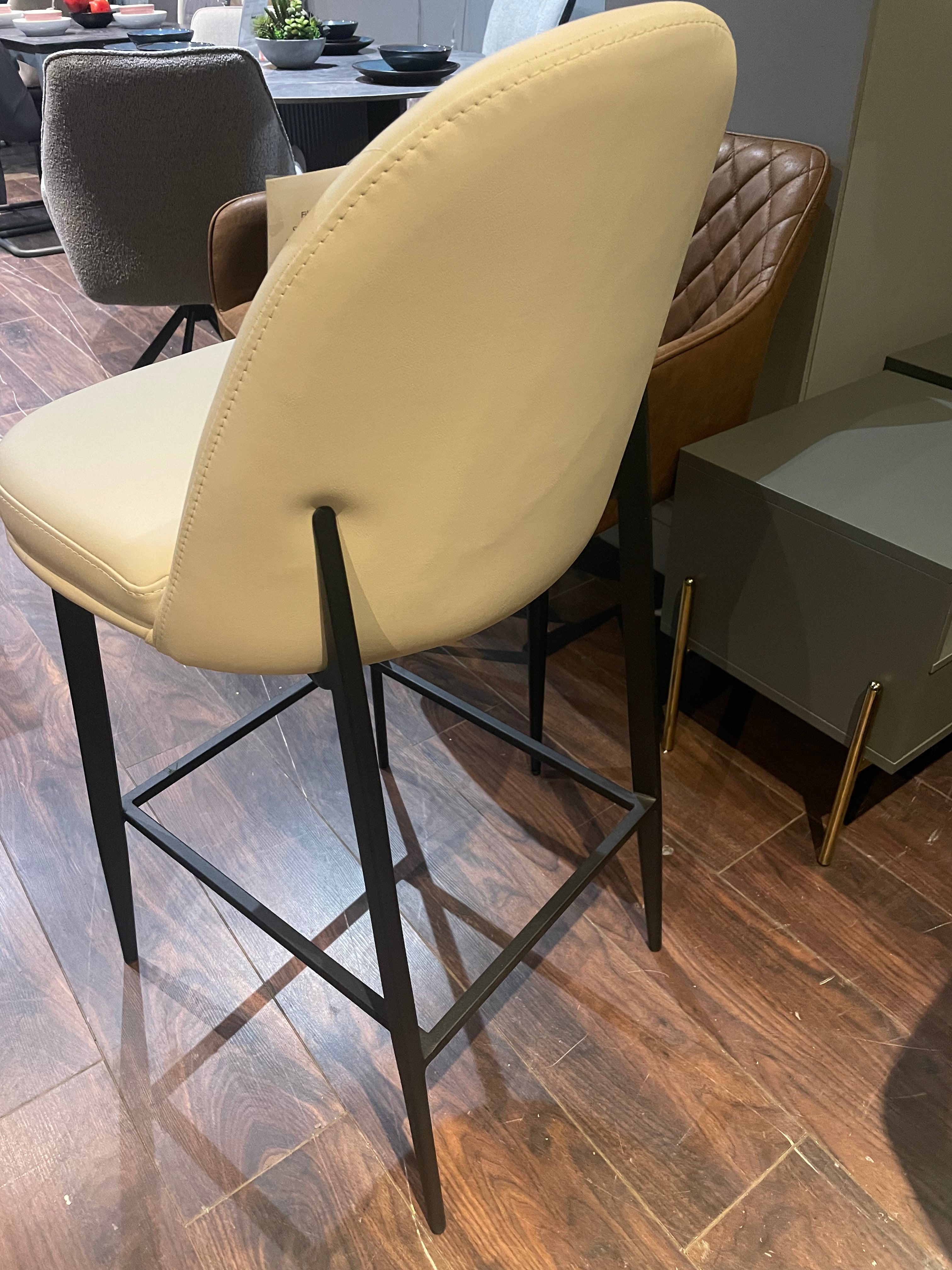 Duke counter bar stools with taupe faux leather available in set of 3 at reduced price sooo comfy-Renaissance Design Studio