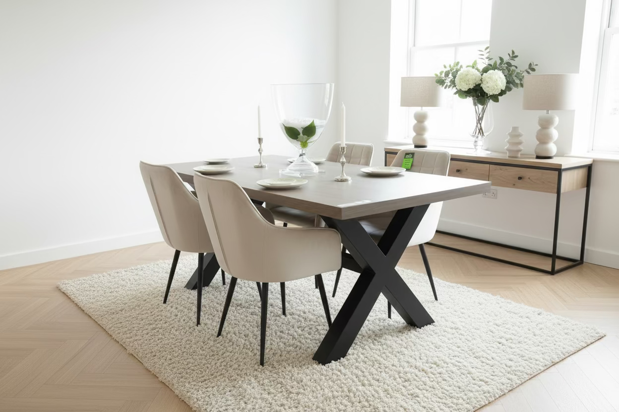 Dynasty Dining Table In 2 Sizes With Cross Leg-Renaissance Design Studio
