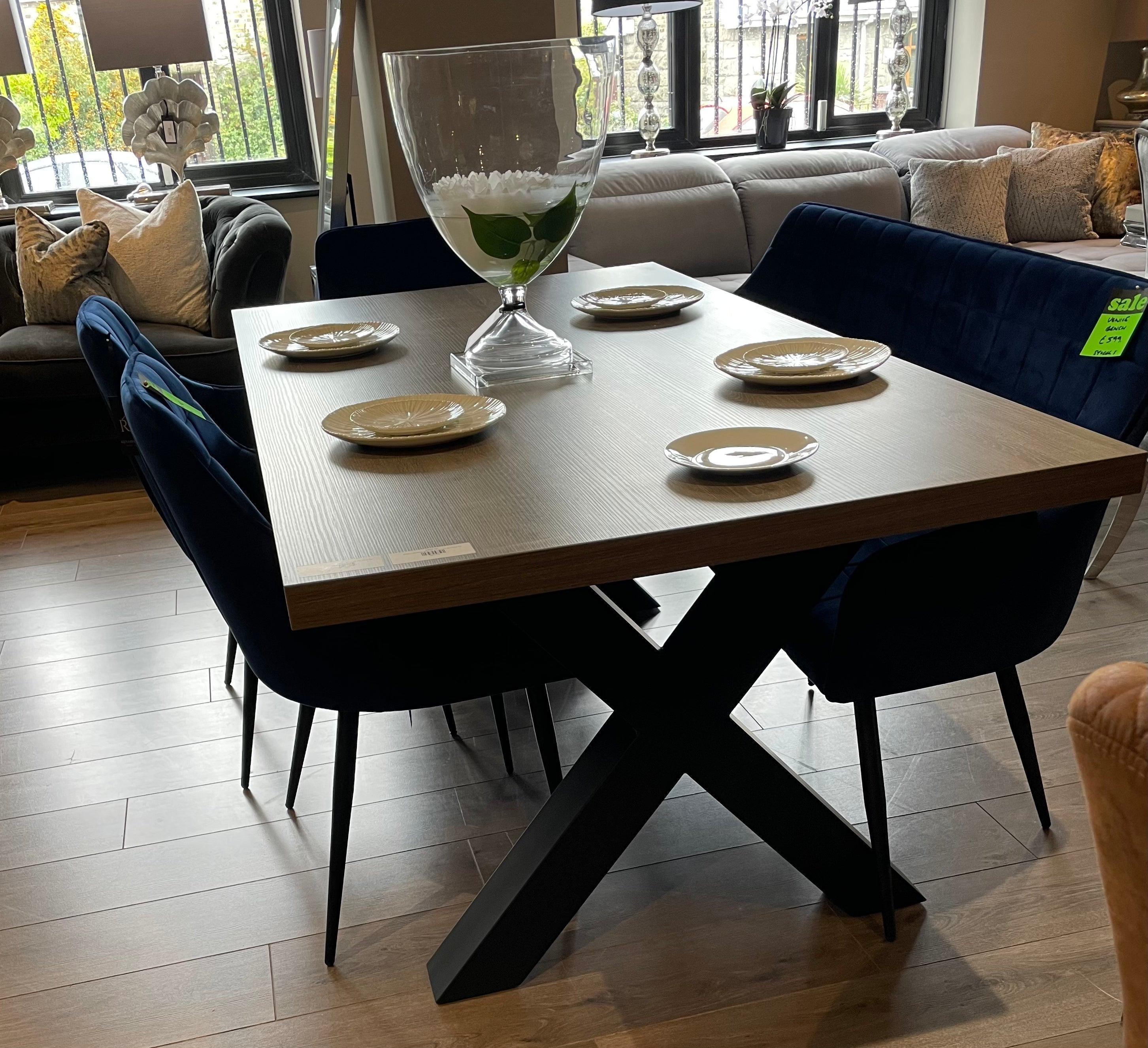 Dynasty Dining Table In 2 Sizes With Cross Leg-Renaissance Design Studio