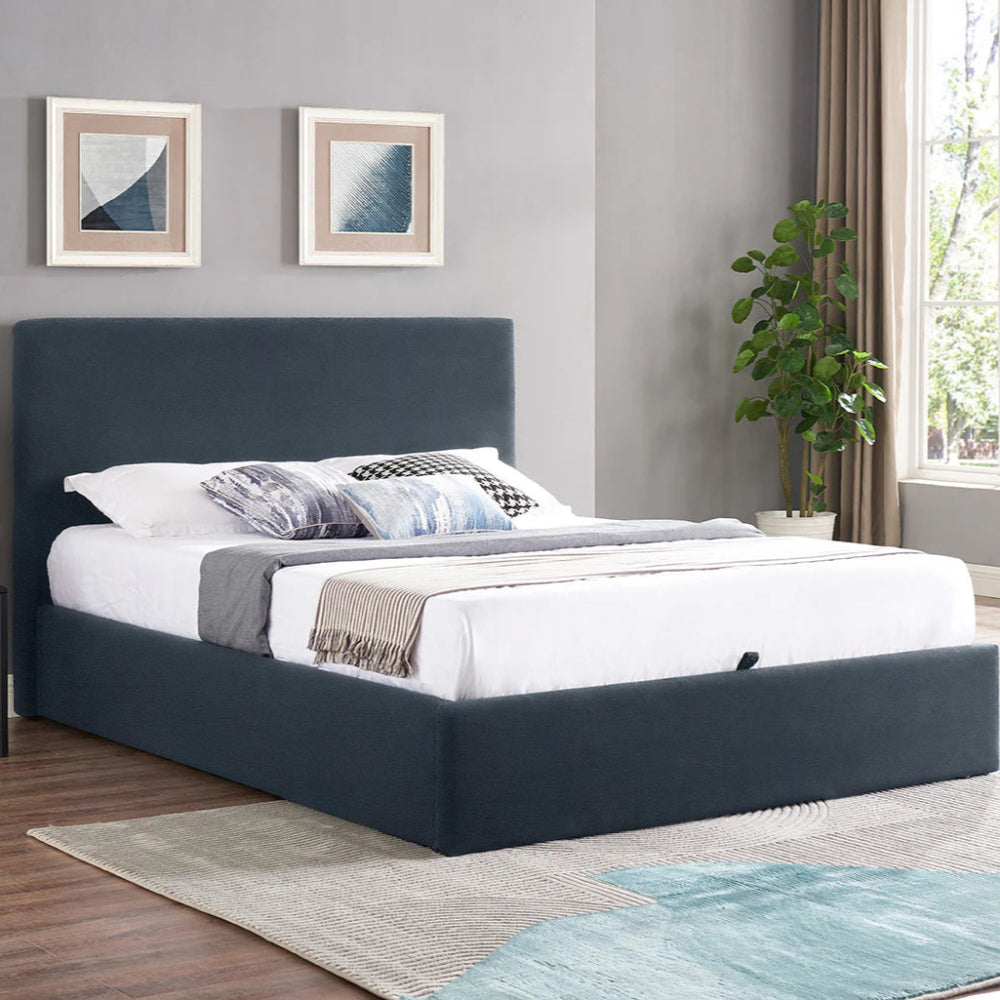 EASY SLEEP Ottoman Upholstered 3ft or 4ft Bed Frame Navy-Renaissance Design Studio