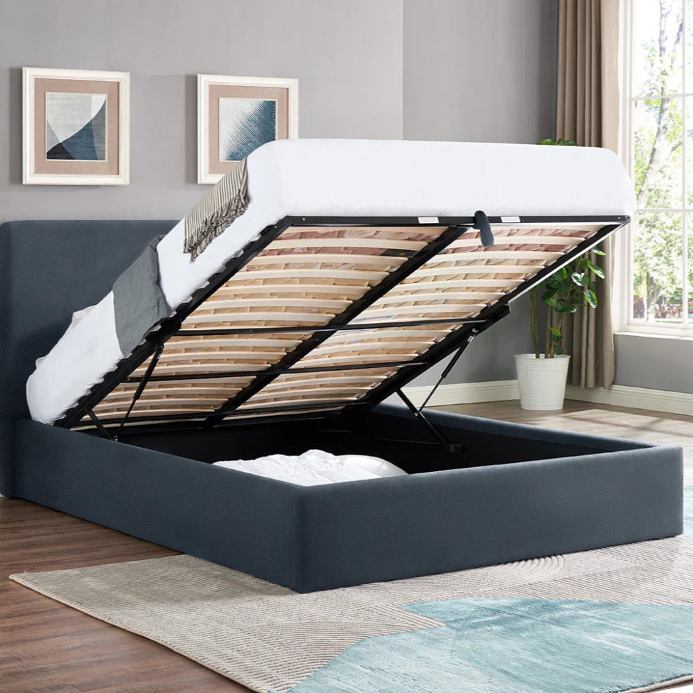 EASY SLEEP Ottoman Upholstered 3ft or 4ft Bed Frame Navy-Renaissance Design Studio