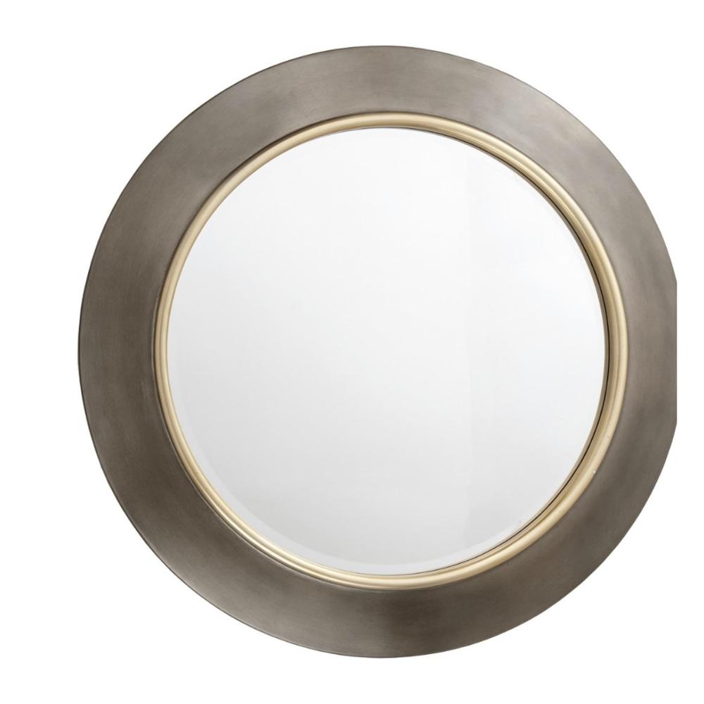 Edvin Distressed Brass & Gunmetal Round Mirror by RV ASTLEY-Renaissance Design Studio