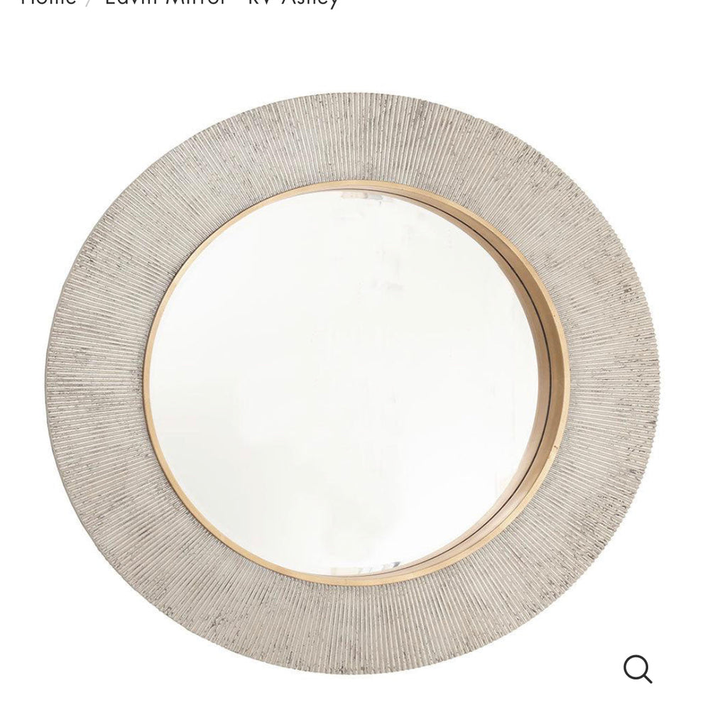 Edvin Distressed Brass & Gunmetal Round Mirror by RV ASTLEY reduced