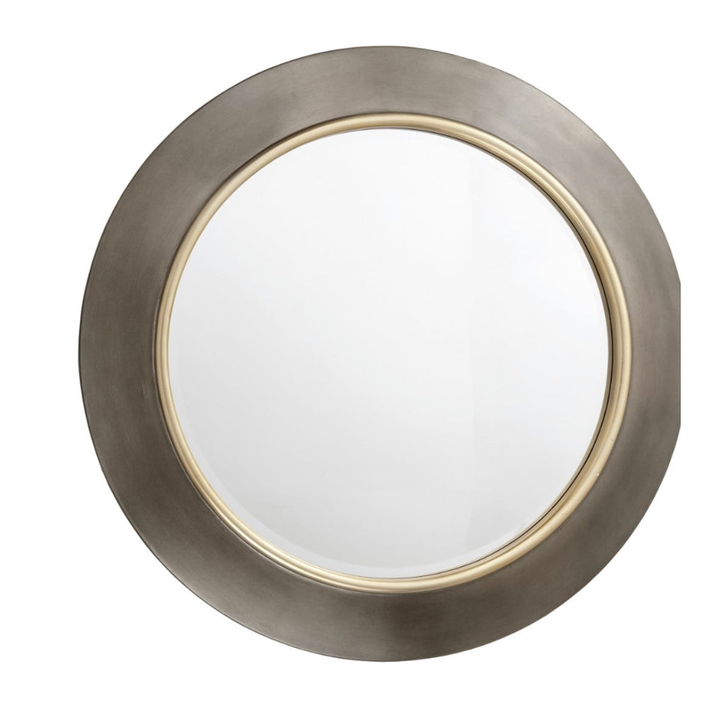 Edvin Distressed Brass & Gunmetal Round Mirror by RV ASTLEY reduced