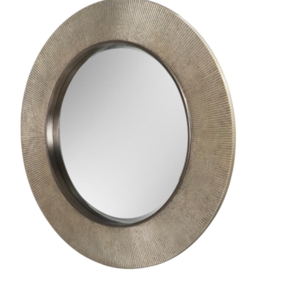 Edvin Distressed Brass & Gunmetal Round Mirror by RV ASTLEY reduced