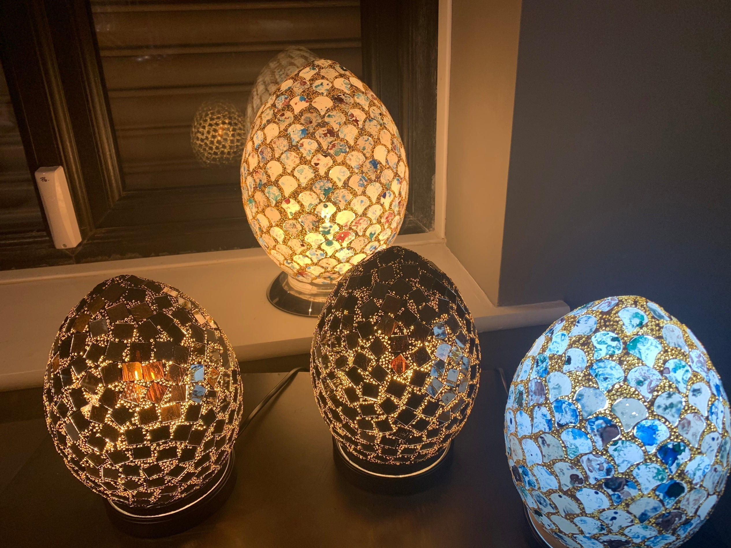 Egg lamp mosaic blue half price-Renaissance Design Studio