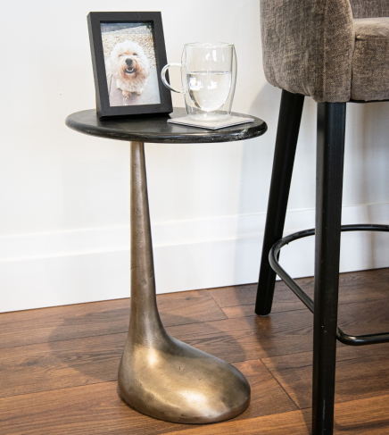 Ellie side table nickel and black-Renaissance Design Studio
