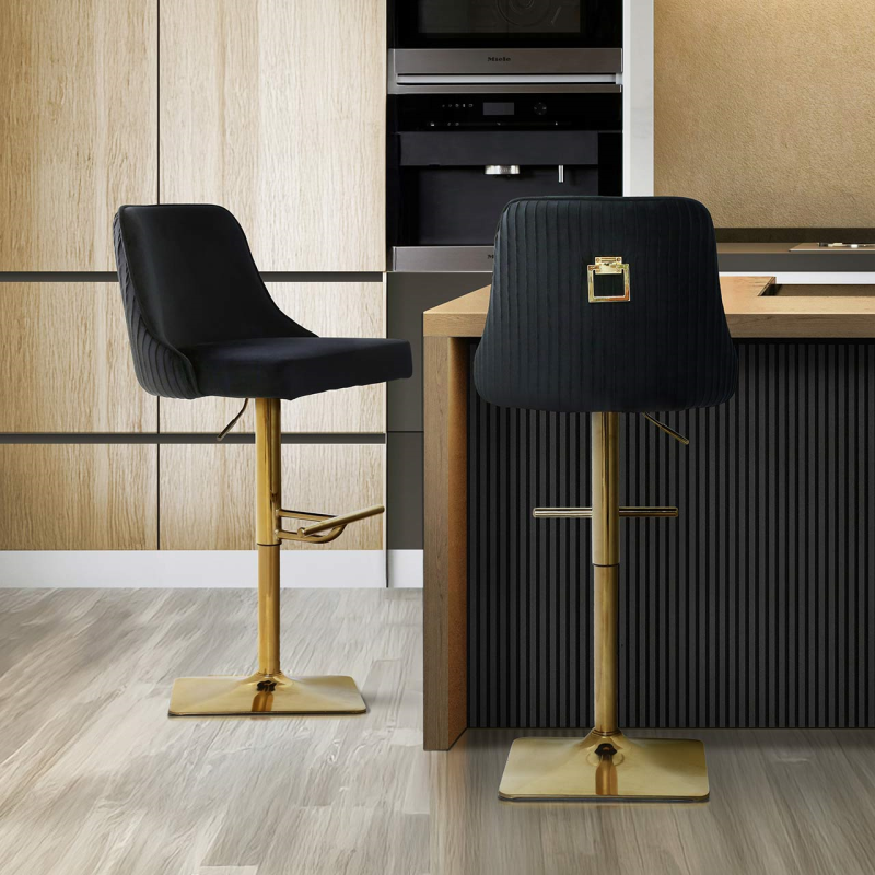 Elma bar stool in taupe or black with gold  legs
