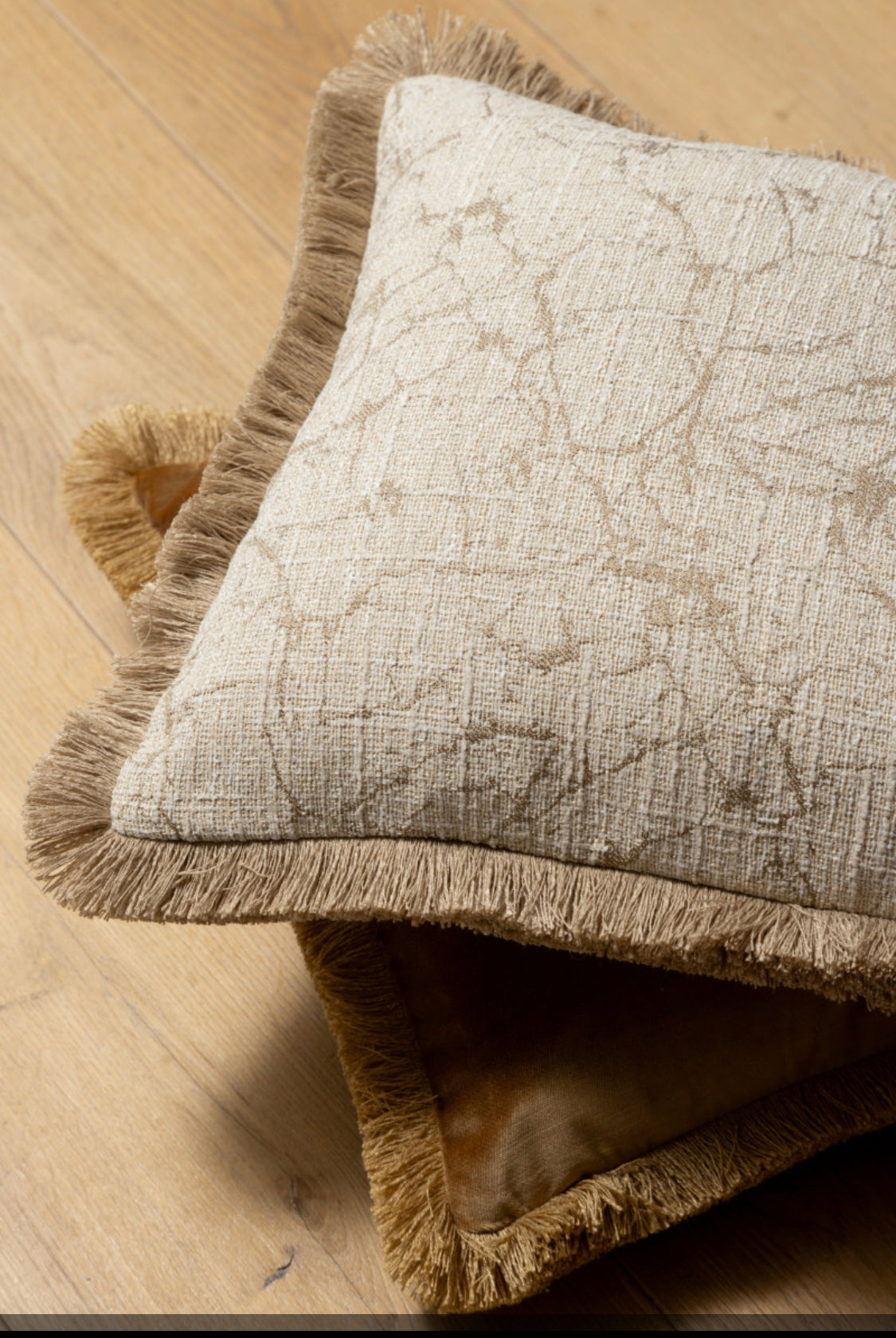 Elodie Sable Cushions With Fringe 45 x 45 cm-Renaissance Design Studio