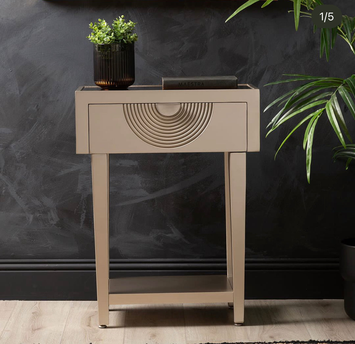 Elon bedside cabinet in gold-Renaissance Design Studio