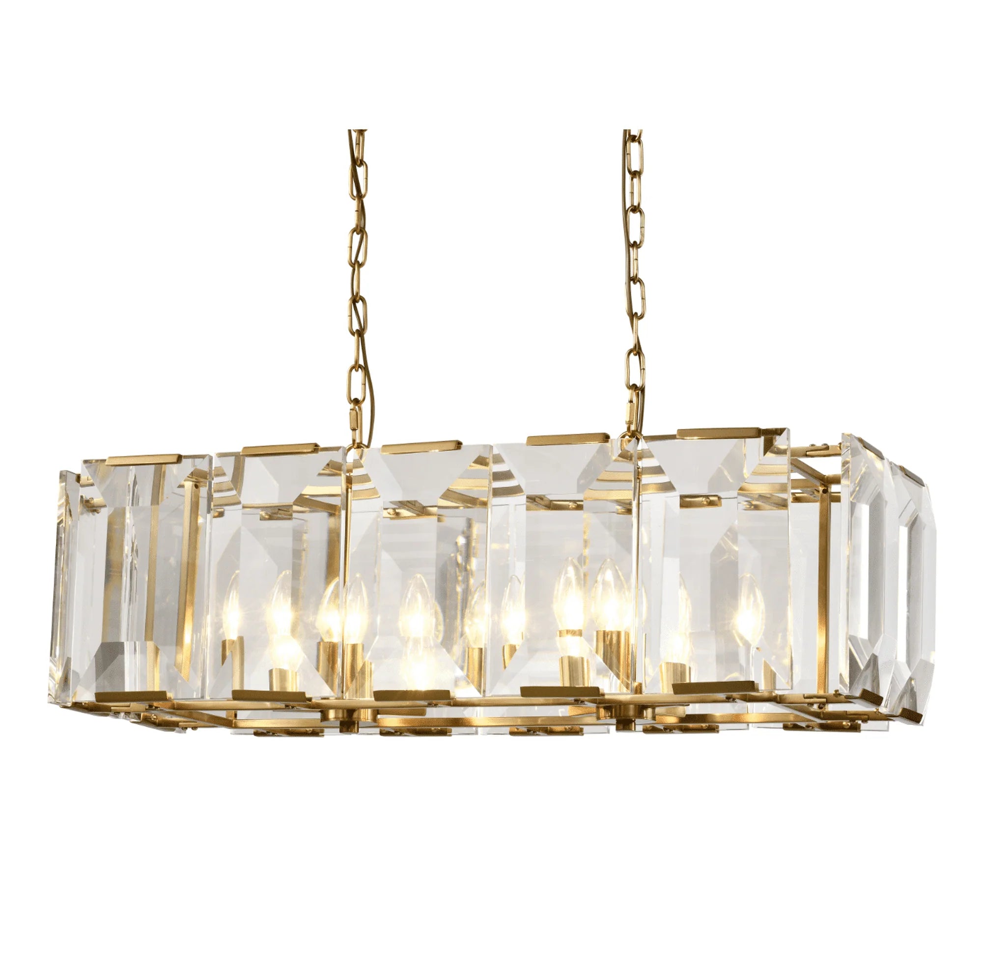 Elton Land Chandelier In Brass And Crystal-Renaissance Design Studio