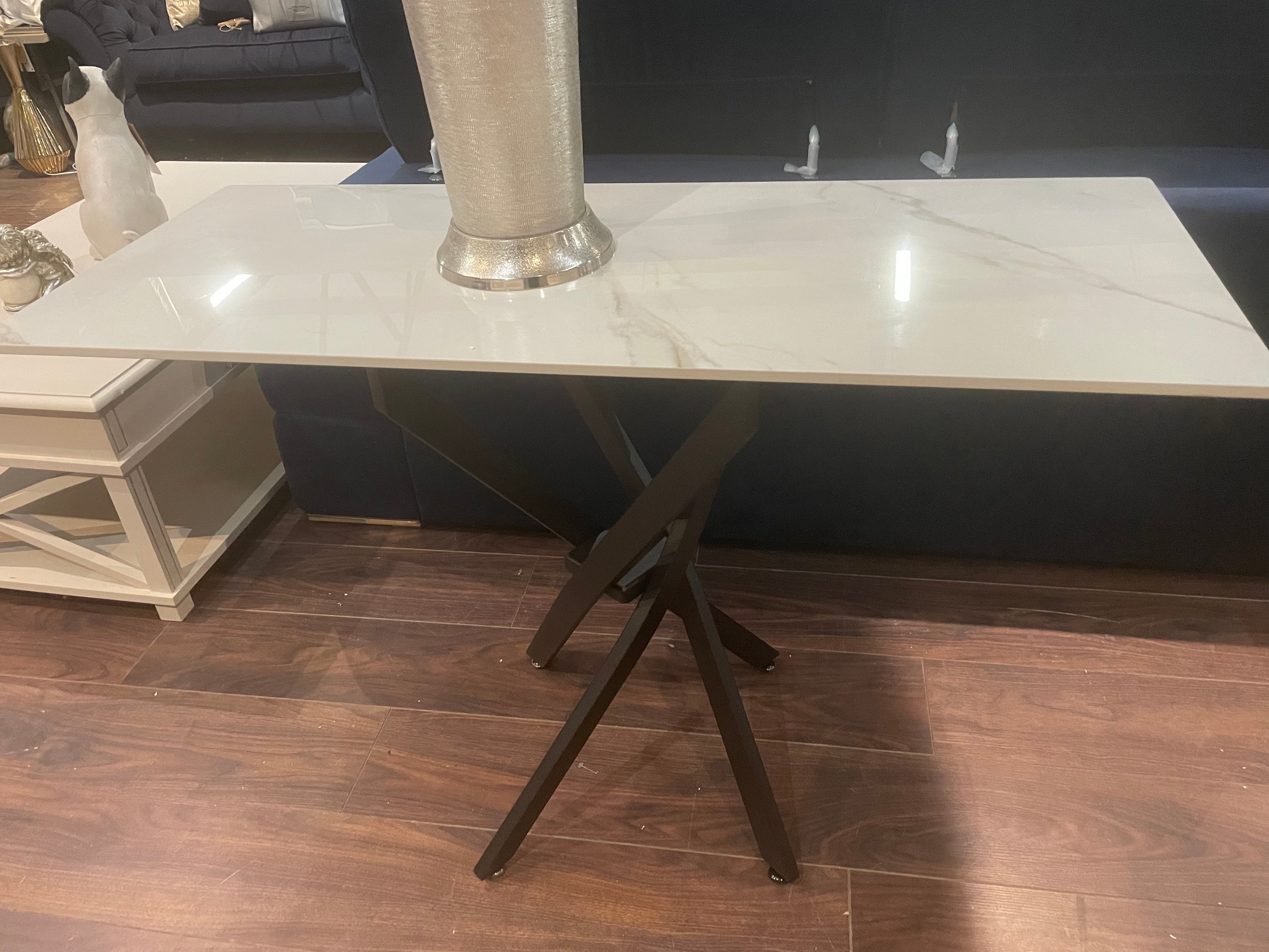 Enzo white and gold console table-console table-Renaissance Design Studio