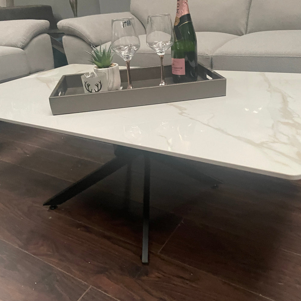 Enzo  white marble and gold coffee table set.