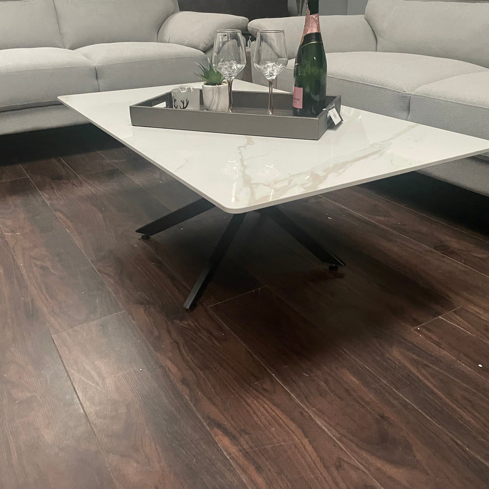 Enzo  white marble and gold coffee table set.