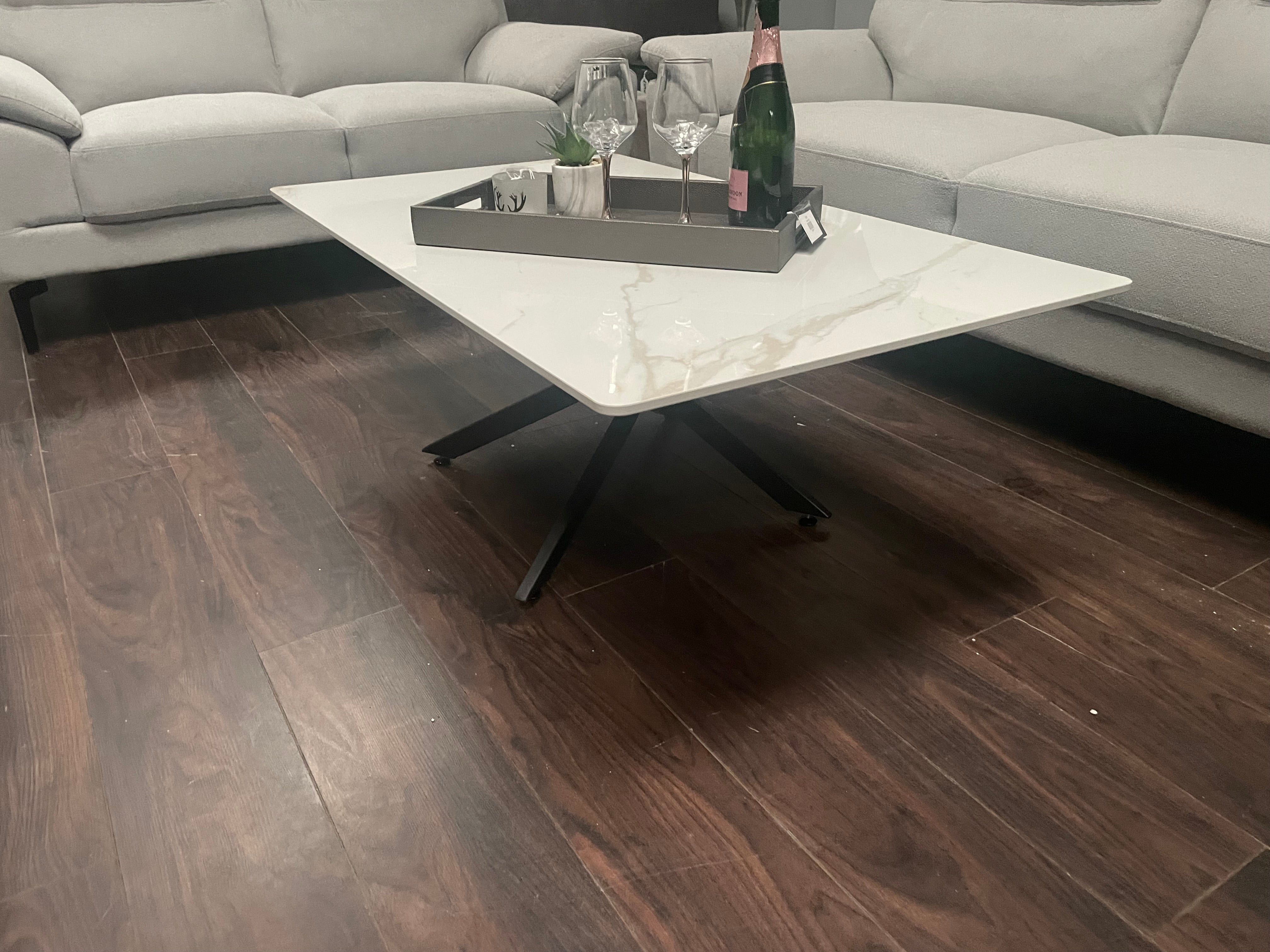 Enzo white marble and gold coffee table set.-Renaissance Design Studio