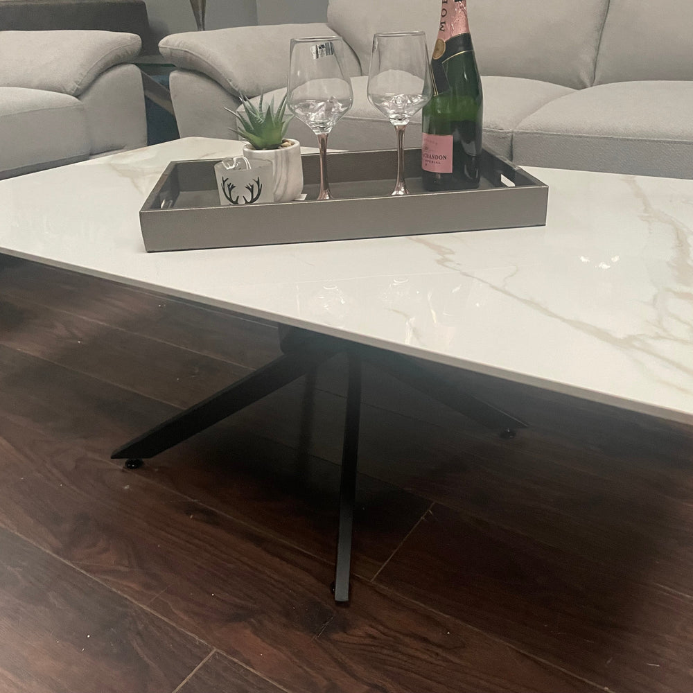 Enzo  white marble and gold coffee table set.