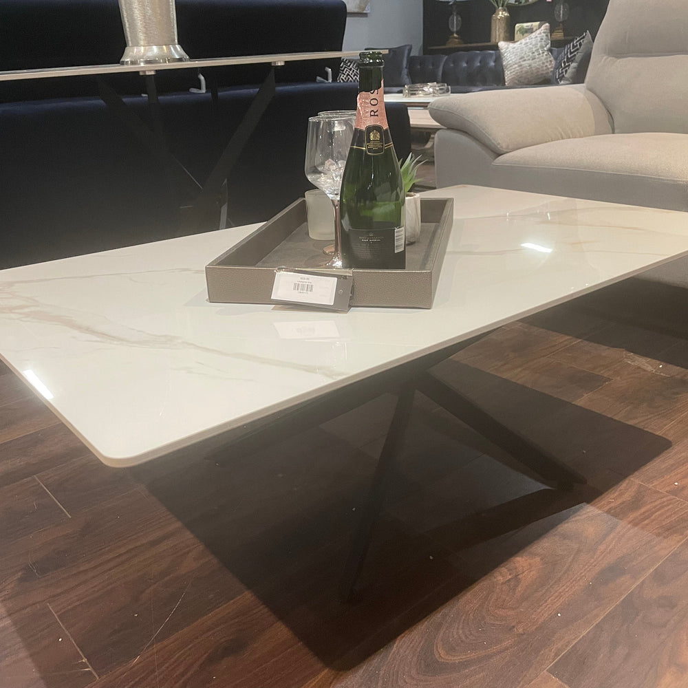 Enzo  white marble and gold coffee table set.