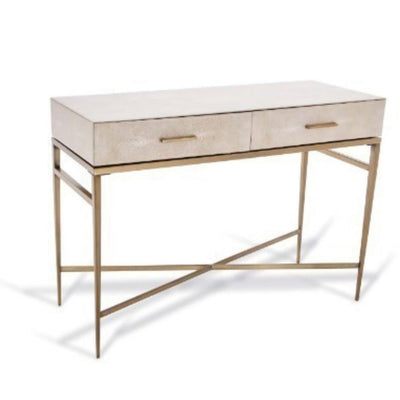 Eta Console Table in biscuit shagreen and gold