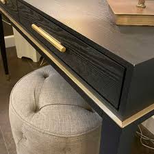 Evan   black and Brass Desk by RV Astley