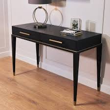Evan black and Brass Desk by RV Astley-Console Table-Renaissance Design Studio