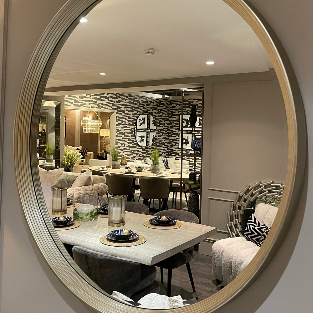 Foyle Gold Rim contemporary   Mirror  by RV ASTLEY 106 cm in Champagne  gold