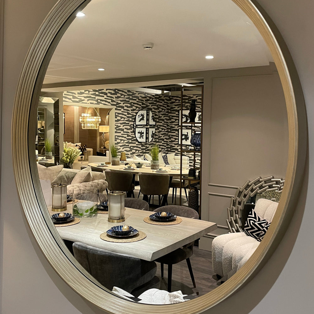 Foyle Gold Rim contemporary   Mirror  by RV ASTLEY 106 cm in Champagne  gold