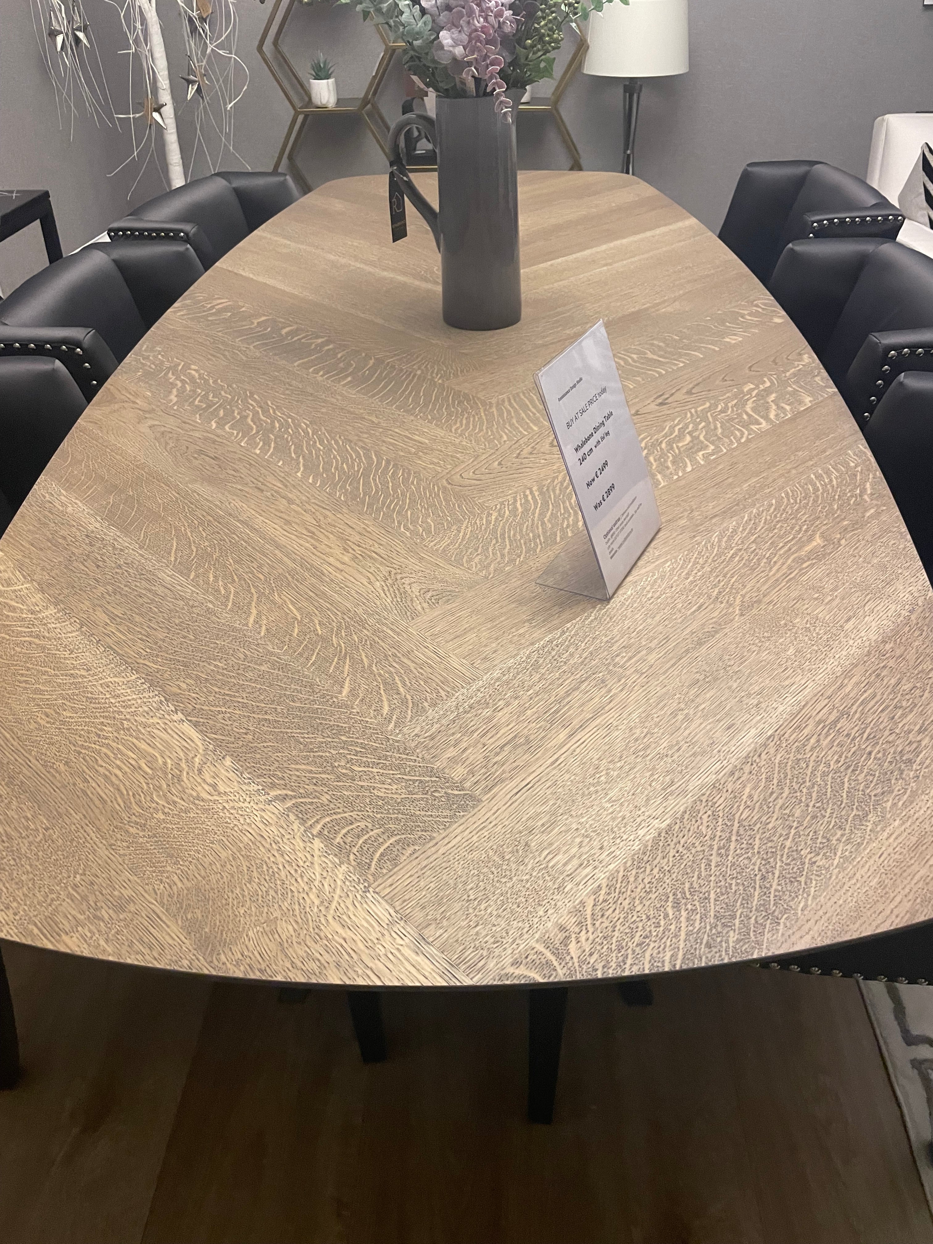 Fishbone 240cm contemporary oak dining table with eel spider leg clearance price today-dining table-Renaissance Design Studio