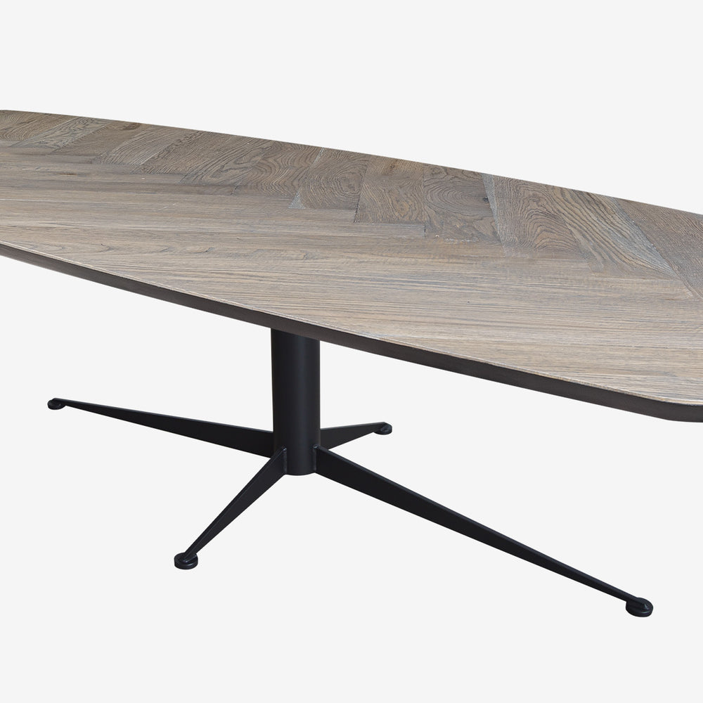 Fishbone 240cm  contemporary oak  dining  table with eel spider leg clearance price today