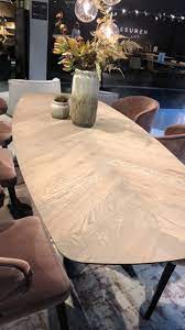Fishbone 240cm  contemporary oak  dining  table with eel spider leg clearance price today