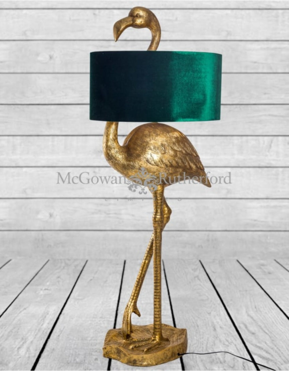 Flamingo Floor Lamp with Emerald Shade – Ex Display-Renaissance Design Studio