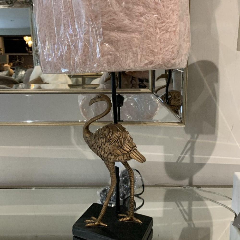 Flamingo table lamp with pink shade