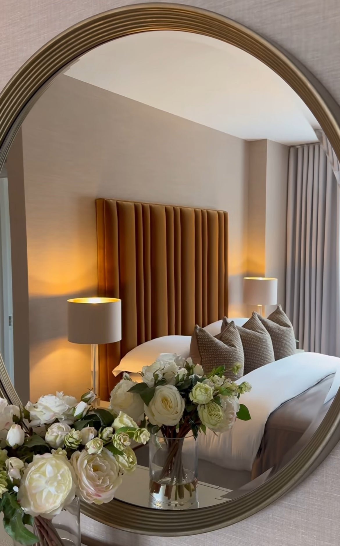 Foyle Gold Rim contemporary Mirror by RV ASTLEY 106 cm in Champagne gold-Mirrors-Renaissance Design Studio