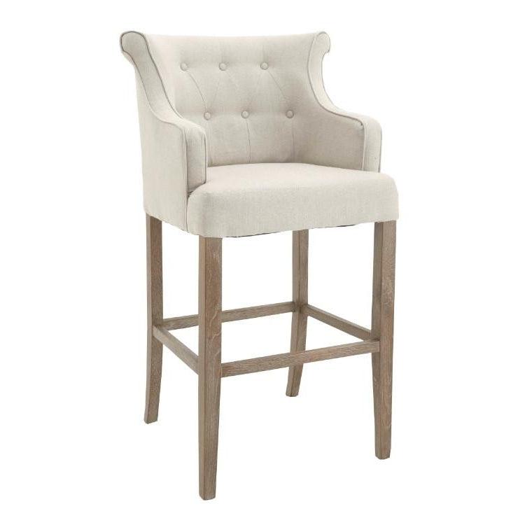 Gala Armchair on stilts Linen Stool in natural reduced to clear-Renaissance Design Studio