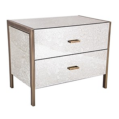 Galia Bedside cabinets with antiqued mirror finish with brass