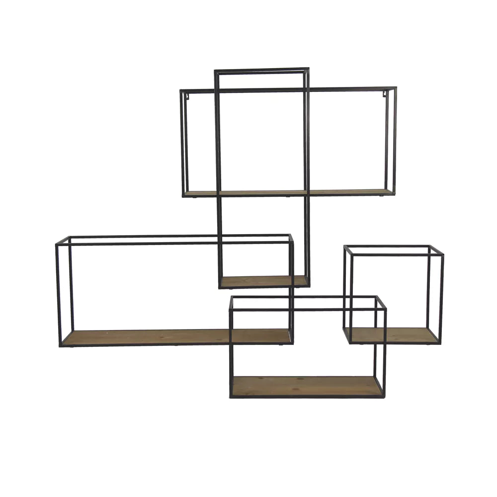 Geo Metal and Firwood Wall rack-Renaissance Design Studio