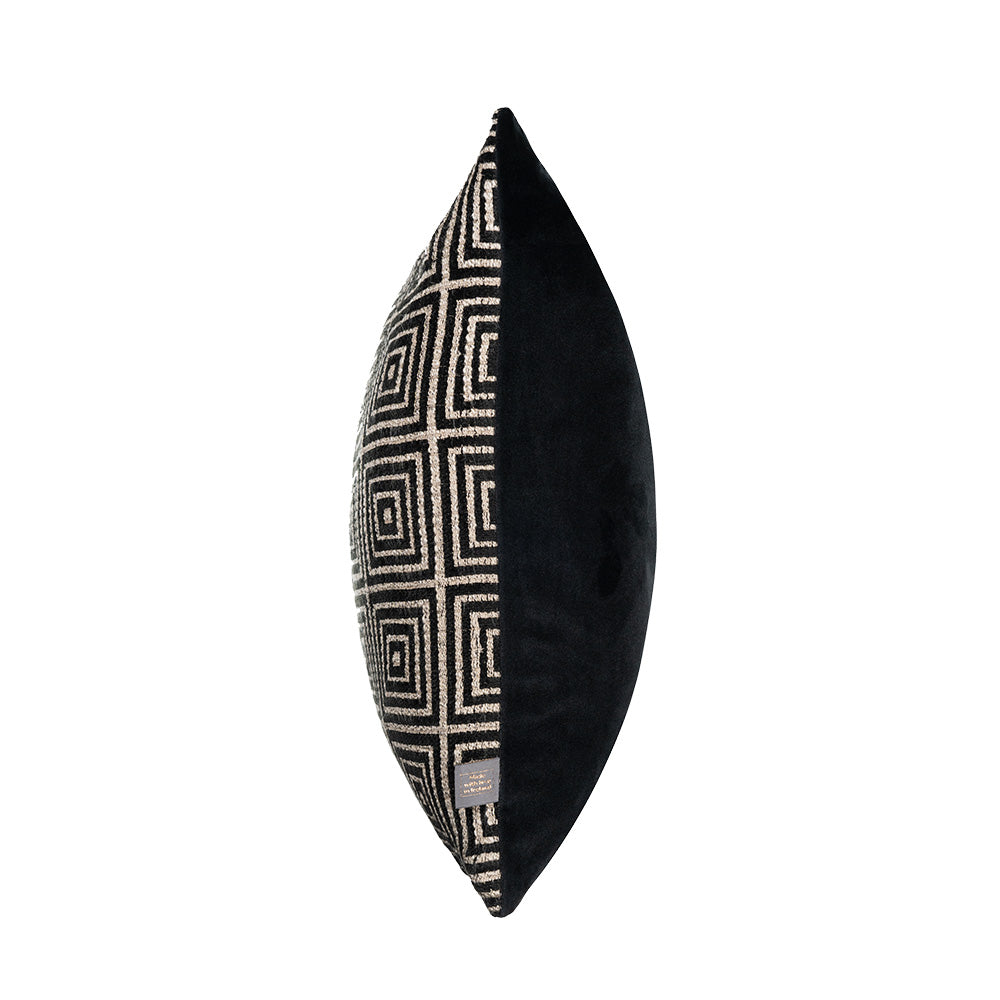 Geo Mosaic Cushion feather filled in Black and gold-Renaissance Design Studio