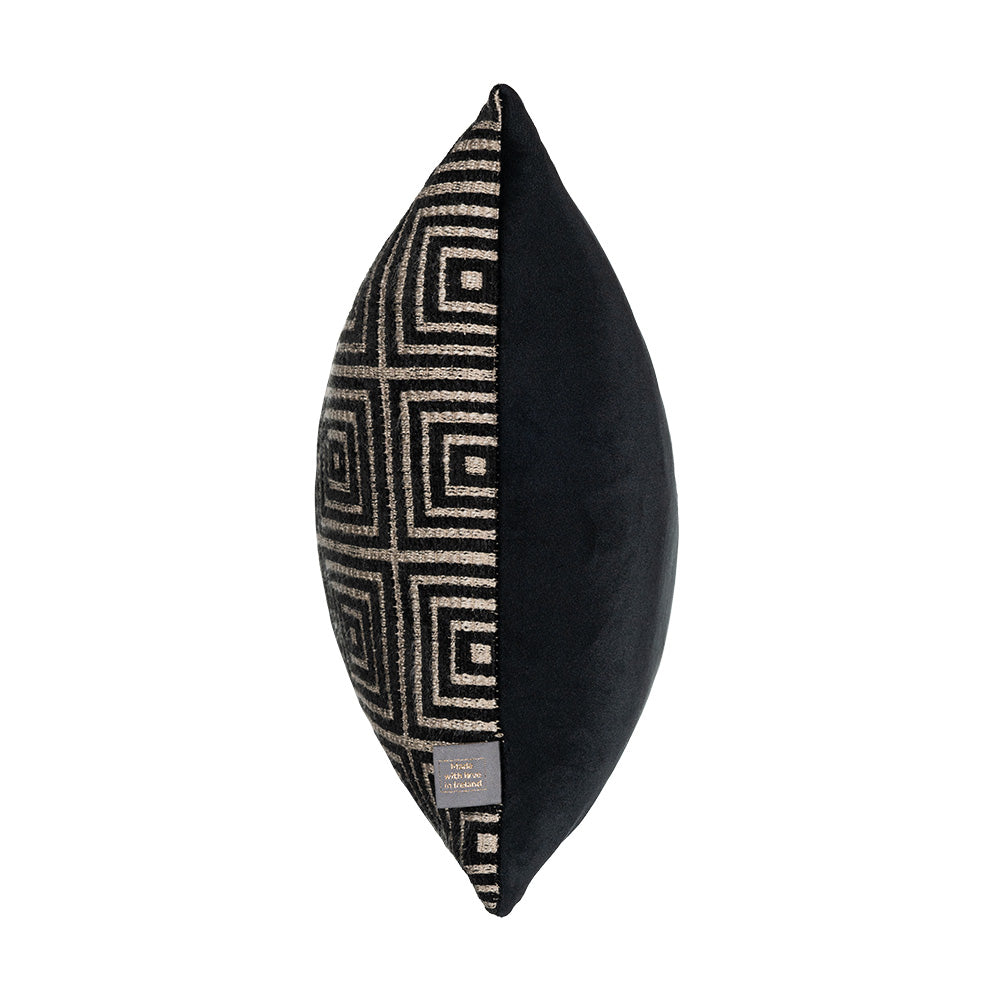 Geo Mosaic Cushion feather filled in Black and gold-Renaissance Design Studio