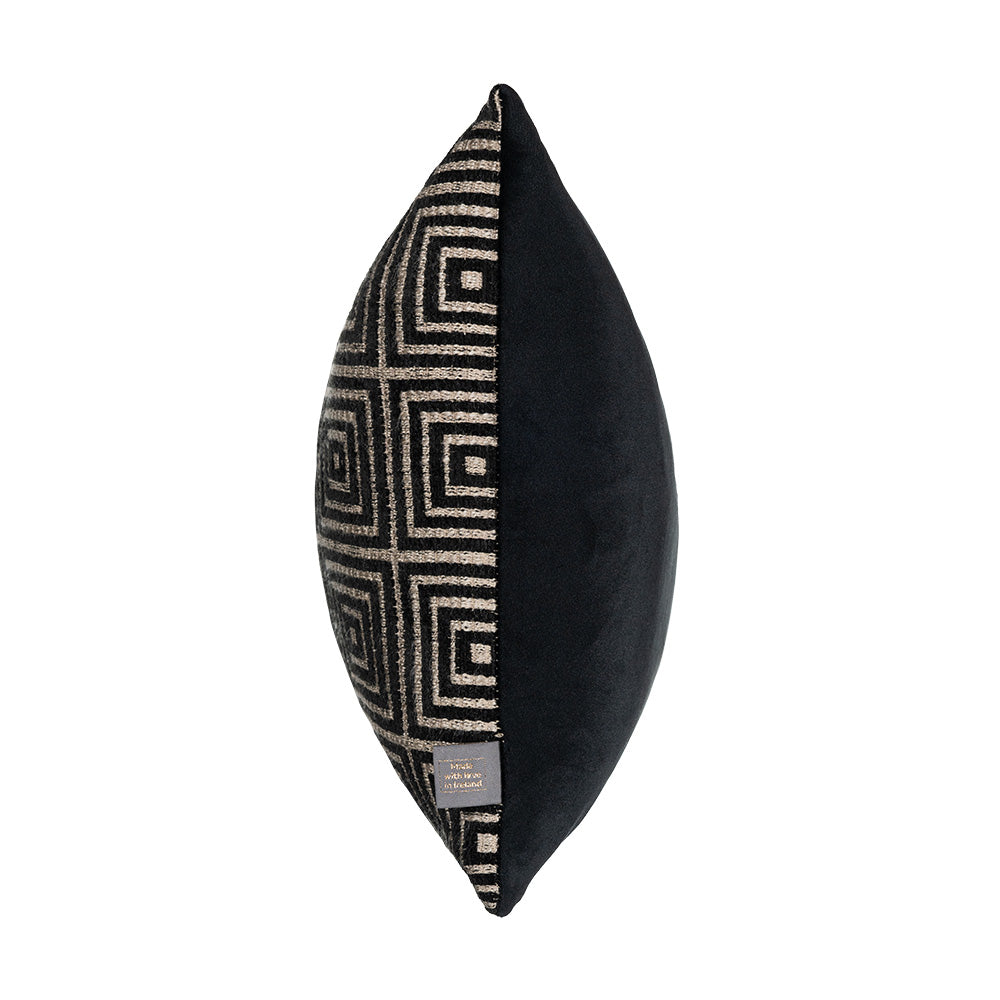 Geo  Mosaic Cushion feather filled in  Black and gold  in choice of sizes