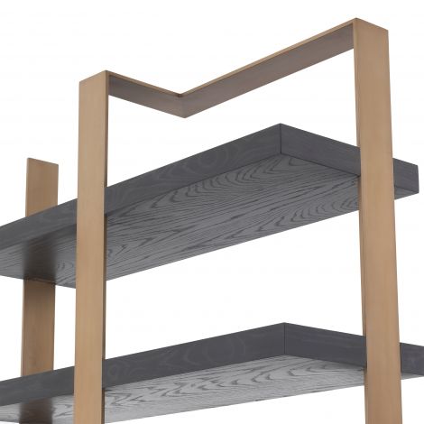 Geo wall unit shelving unit by Eichholtz Brushed brass and charcoal