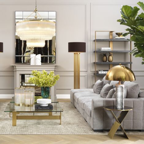 Geo wall unit shelving unit by Eichholtz Brushed brass and charcoal-Renaissance Design Studio