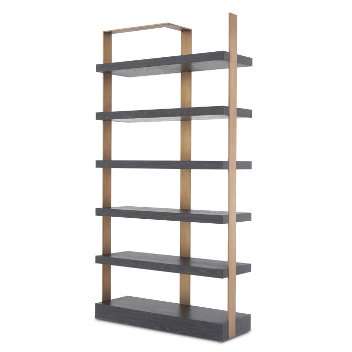 Geo wall unit shelving unit by Eichholtz Brushed brass and charcoal-Renaissance Design Studio