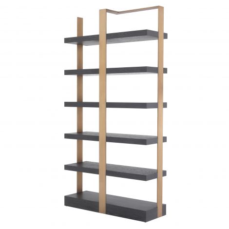 Geo wall unit shelving unit by Eichholtz Brushed brass and charcoal
