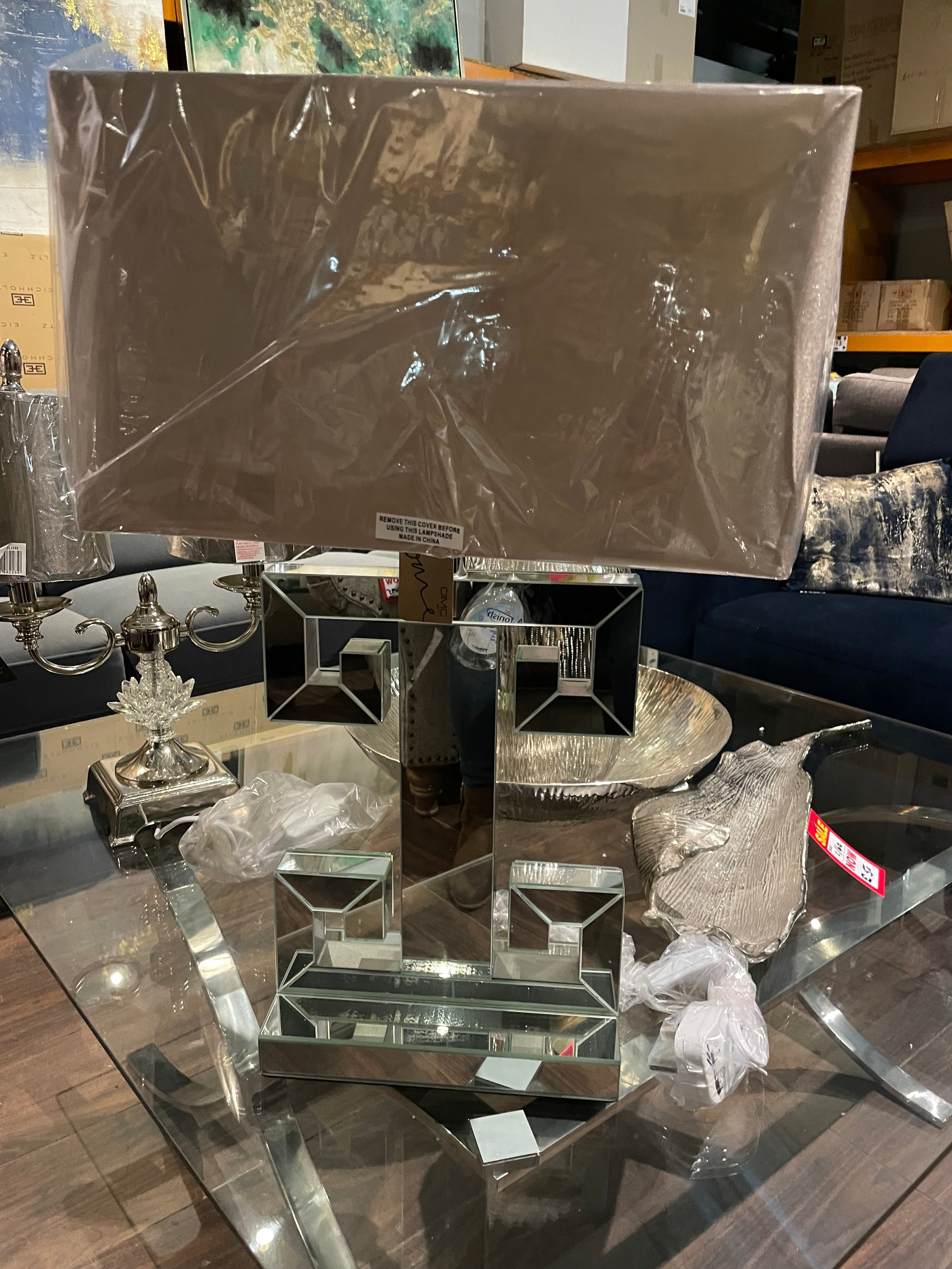 Geometric table lamp complete with shade-Table Lamp-Renaissance Design Studio