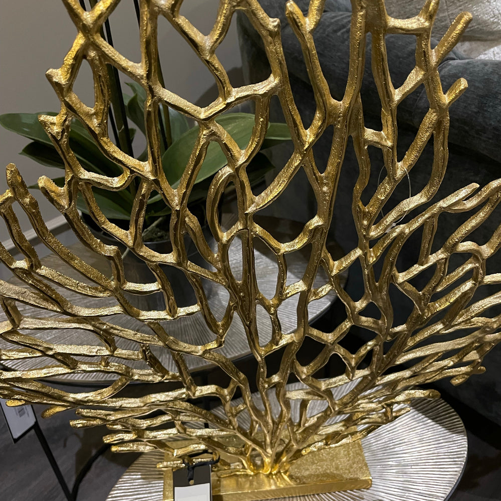 Gold coral tree sculpture