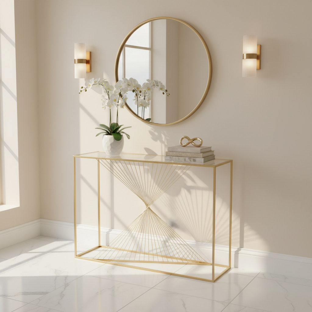 Gold Imperial Lunar Console Table Sale half price Last one .Instore-Console Table-Renaissance Design Studio