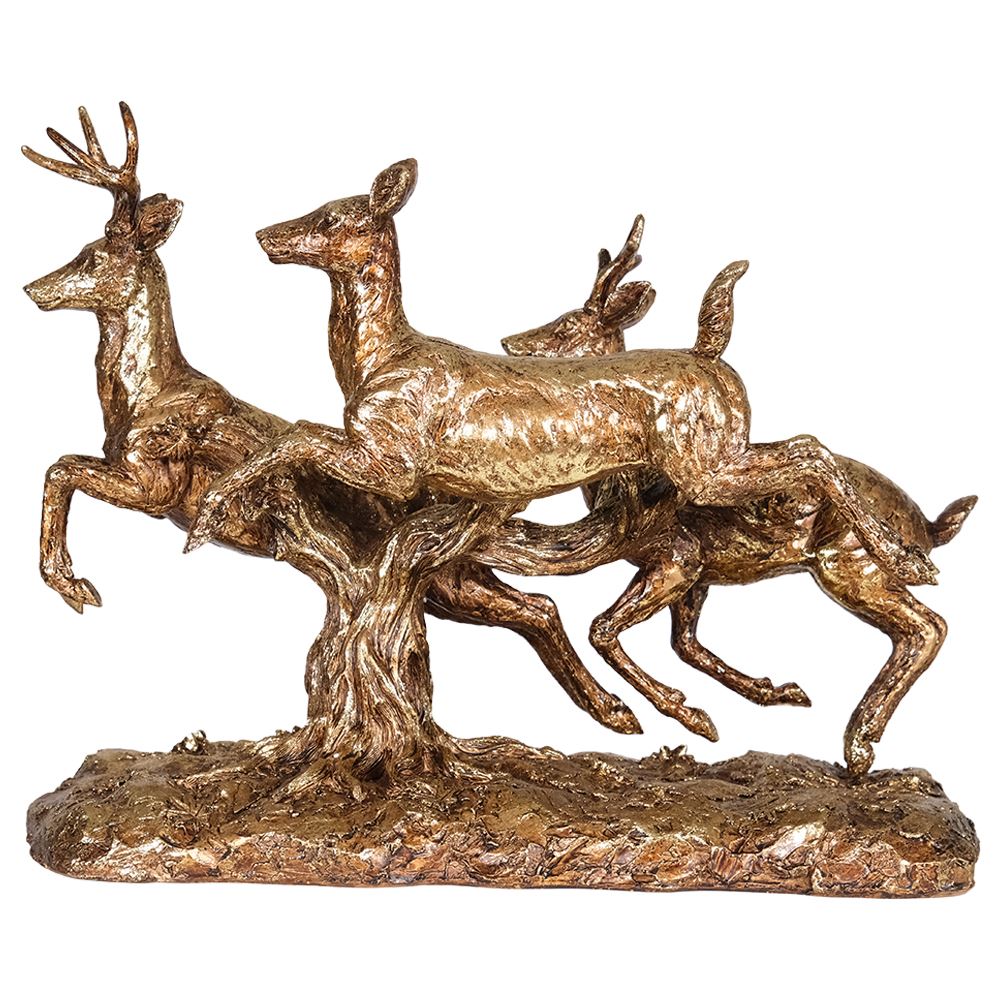 Gold Leaping Deers-Renaissance Design Studio