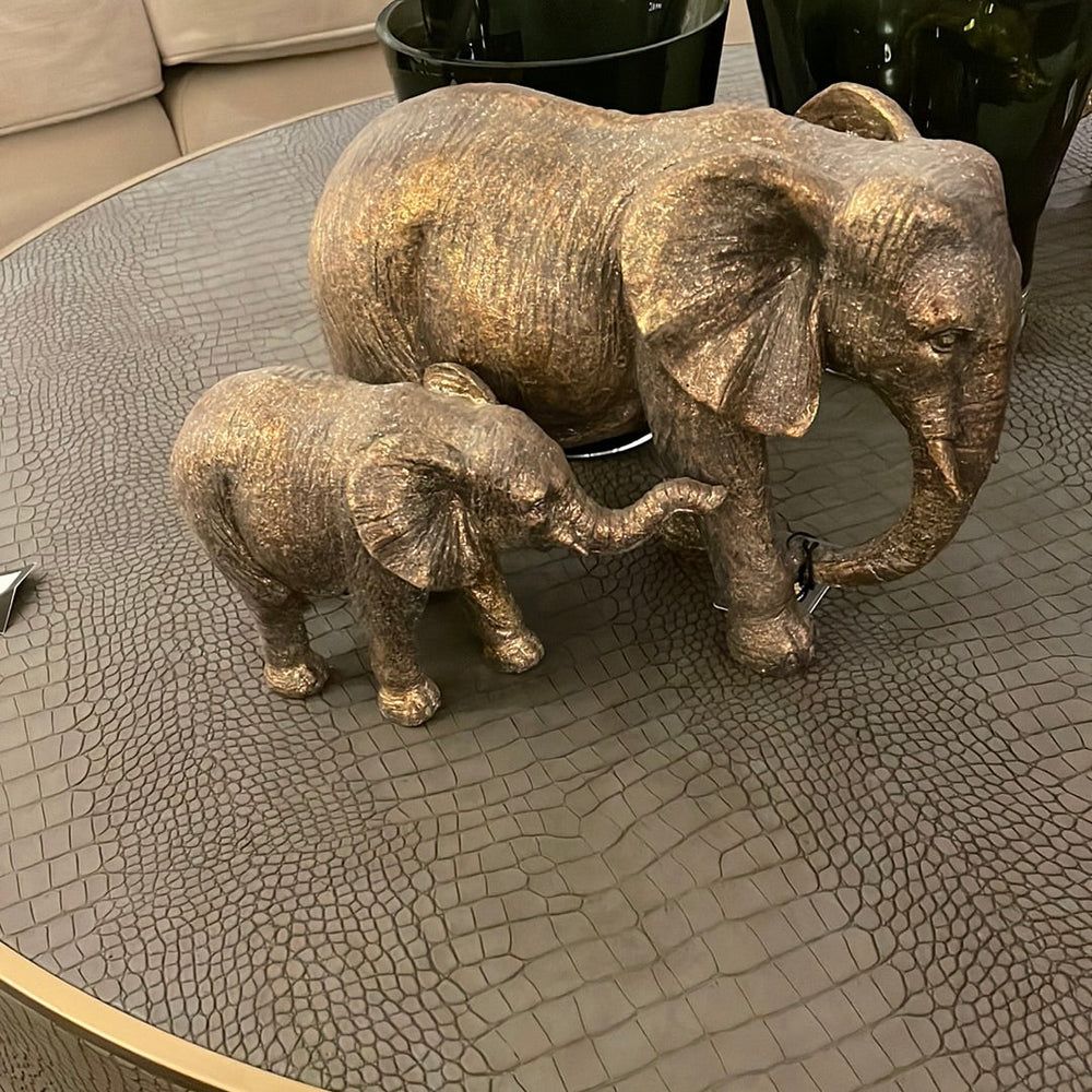 Gold Mother and Baby Elephant