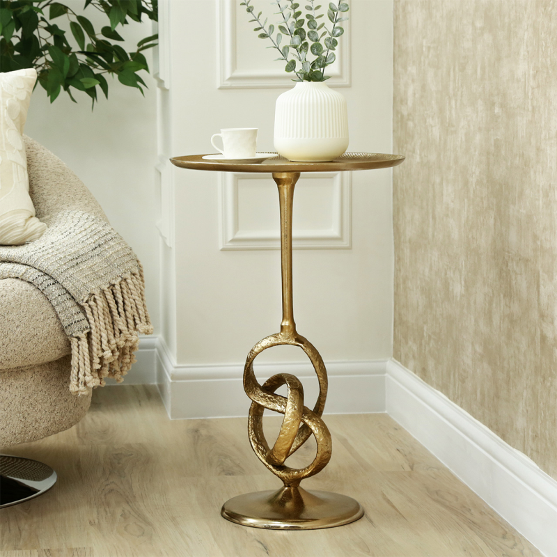 Gold twist side accent table-side table-Renaissance Design Studio