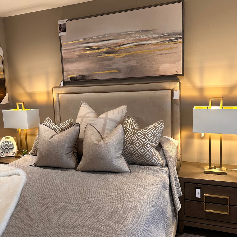 Great Gatsby custom made bed with double contrast piping