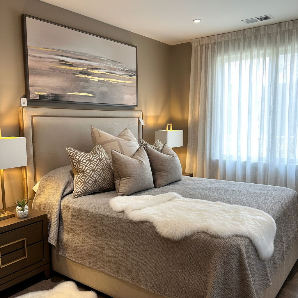 Great Gatsby custom made bed with double contrast piping-Renaissance Design Studio